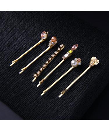 6PCS Vintage Elegant Hair Pins - Pearl Sparkly Hair Clips for Women and Girls | Retro Hair Accessories - Buy Online on GoSupps.com