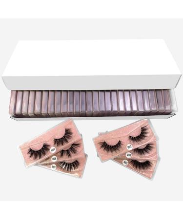 30 Pairs 3D Mink Lashes Bulk Wholesale Natural Long False Eyelashes Set Makeup Thick Fluffy Mink Eyelashes Pack (Mix 30 pairs)