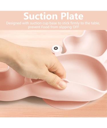 Silicone Toddler Feeding Set with Suction Plate, Bowl, Sippy Cup, Bib & Spoon - Easy Clean Baby Weaning Set (Light Pink Y22) - Buy Online on GoSupps.com