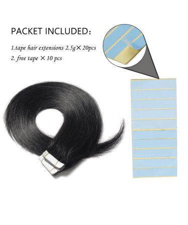 SEGO TAPE Extensions - 100% Remy Real Hair Adhesive Tape - 20 Pieces + 10 Free Tapes - Black #1 18 (45cm) 50g - Premium Quality Hair Extensions for Beautiful Styles - Buy Online on GoSupps.com