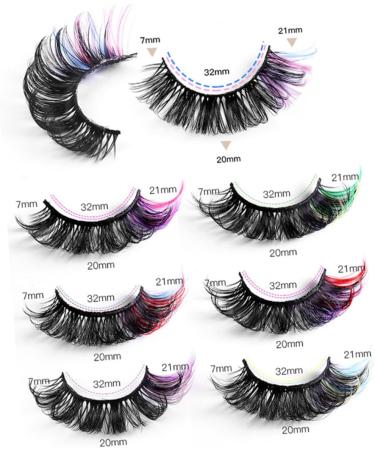 FOMIYES 7 Pairs Fake Eyelashes False Lashes Colored Eyelashes Faux Eyelashes False Eyelashes Lashes with Color Lash Clusters Color Lashes Cosplay Lashes Extend Curly Chemical Fiber - Buy Online on GoSupps.com