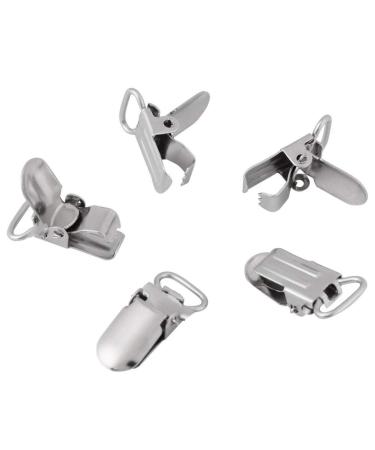 Viagasafamido metal braces clips silver pacifier clips in duck beak shape metal pacifier clips chip strap latzclip straps buckle clothes clips 25mm pacifier 1