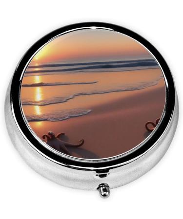Octopus Beach Mini Round Pill Box | 3 Compartment Travel Pill Organizer | Portable Medicine Case for Home & Office - Buy Online on GoSupps.com