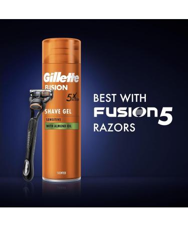 Gillette Fusion Beard Care Razor Gel (200ml) for Sensitive Skin - Moisturizing & Refreshing with Almond Oil | Perfect Gift for Men - Buy Online on GoSupps.com