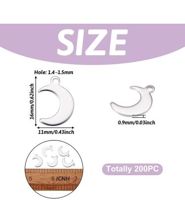 Pandahall 200pcs Stainless Steel Moon Tag Pendants 16x11x0.9mm for Jewelry Making - Buy Online on GoSupps.com