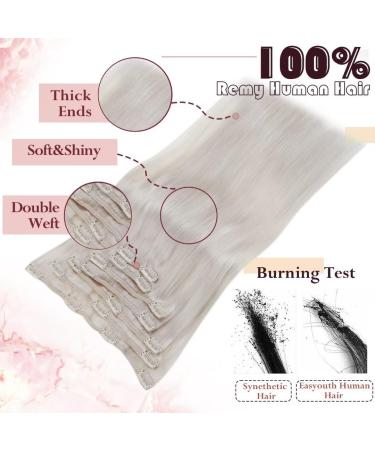 Easyouth 22 Inch 120g 7Pcs White Blonde Clip in Human Hair Extensions - Double Weft Real Hair Clip Ins - Buy Online on GoSupps.com