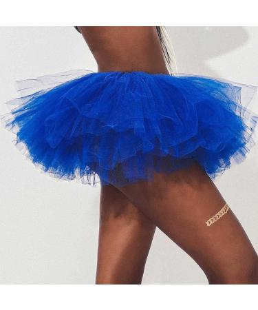 REETAN Royal Blue Ballet Tutu Skirt for Women and Girls - Six-Layered Tulle Elastic Dance Skirt - Buy Online on GoSupps.com
