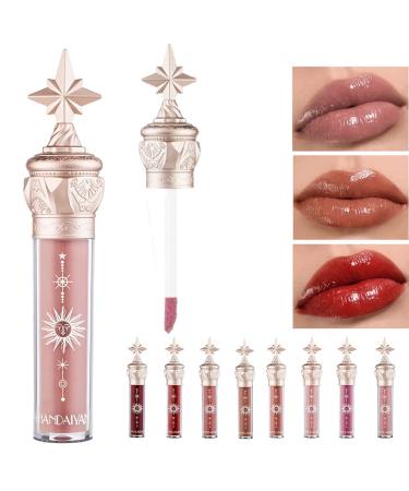 Pakivs 8-Piece Mirror Water Gloss Lip Gloss Set - Moisturizing Lip Stain with Star Stick Design - Buy Online on GoSupps.com