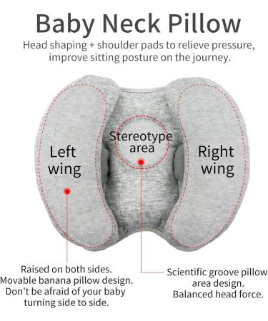 KAKIBLIN 2-in-1 Baby Travel Cushion | Adjustable Banana Shape Pillow for Toddlers | Grey - Buy Online on GoSupps.com