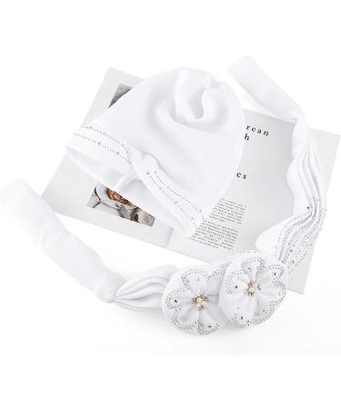 Woeoe Black Rhinestone Head Wrap with Flower Pearls - Twisted Head Turban for Women and Girls - Buy Online on GoSupps.com