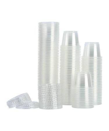 200Sets-1oz Small Plastic Containers With Lids,Plastic Cups With Lids ,Jello Shot Cups,Souffle Cups,Condiment Sauce Cups