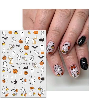 Halloween Nail Stickers 12 Sheets Self-Adhesive Nail Decal Ghosts Pumpkin Star Nail Art Decoration Design Supplies - Buy Online on GoSupps.com