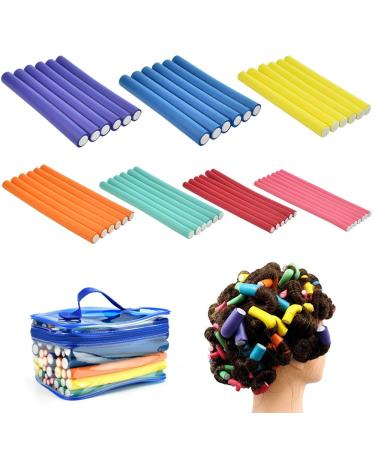 Qinersaw 42 Set 7 Sizes Papilotten Lockenriflers Flex Black Black Locks Small Locks Without Heat Locken Black Long Hair Long Hair Lure overnight Foam with Bag Colorful - Buy Online on GoSupps.com