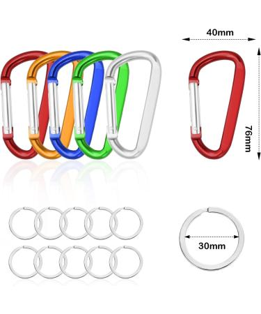 3 Small Aluminum Carabiner Hooks - D-Ring Clips with Spring Snappy Hooks for Key Rings - 10 Pack - Buy Online on GoSupps.com