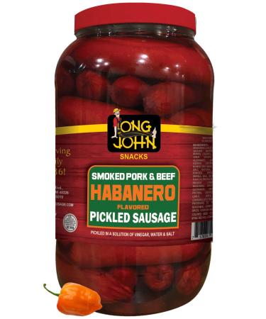 Long John Snacks Pickled Sausage - Gourmet Smoked Pickled Beef and Sausage Snack (Habanero, (2) 72 Ounce) Habanero (2) 72 Ounce