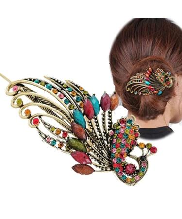 Cuhair handmade 1 piece vintage pfauenix crystal road design for women hair clip hair clip hair clip hair accessories gift size 13 x 6 cm