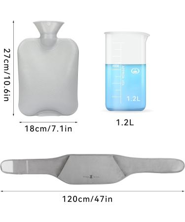 Heat Bottle 1.2L - 3 in 1 Rubber Heat Belt for Pain Relief | Ideal for Children Adults & Seniors - Gray - Buy Online on GoSupps.com