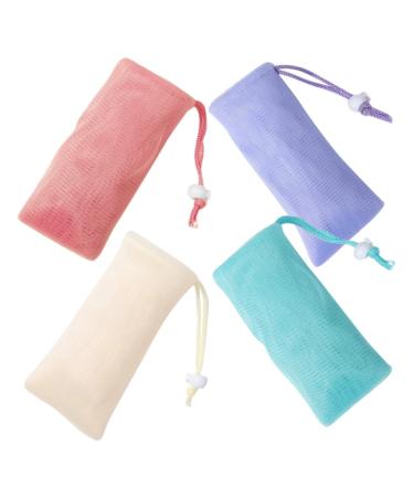 Didiseaon 4 Pi ces Pochette Filet Savon Exfoliant Sac Savon Moussant pour Douche de Voyage Fait Maison avec Cordon de Serrage pour Nettoyage Corps et Visage