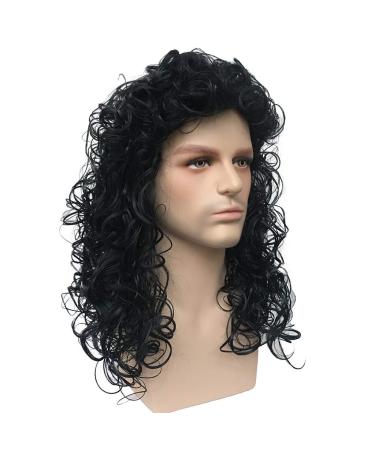 Men's Black Curly Short Bob Wig - Punk Style Cosplay Hair for Anime and Parties - International Shipping Available - Buy Online on GoSupps.com