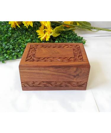 Border Engraved Rosewood Cremation Urns for Human Ashes Adult Male Female - Wooden Decorative Urns Box and Casket for Ashes - Carved Urn (Personalized Medium - 93 lbs or 42 Kg) Medium - 93 lbs or 42 Kg Personalized - Buy Online on GoSupps.com