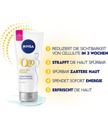 NIVEA Body Gel Q10 Anti-Cellulite (200 ml) Firming Skin Care Gel with Q10 and Lotus Extract Cellulite Gel with Multi 5-in-1 Power Formula 200 ml (Pack of 1) - Buy Online on GoSupps.com