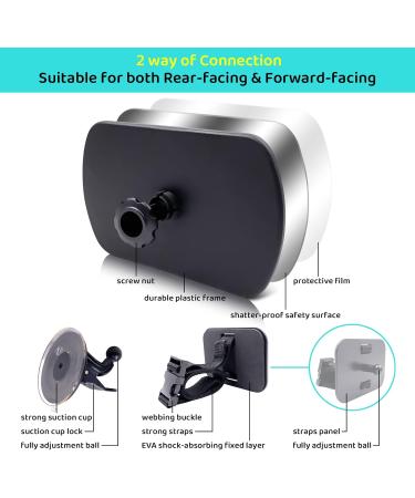 Baby Car Mirror - Rear View Mirror for Back Seat | Wide Convex Frostproof with Suction Cups & Straps - Safe Child Observation - Buy Online on GoSupps.com
