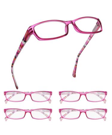 GUD Reading Glasses For Women - 5 pairs Rectangular Ladies Eyeglasses Readers Purple +2.25 5 Purple 2.25 x