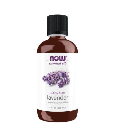 NOW Essential Oils, Lavender Oil, Soothing Aromatherapy Scent, Steam Distilled, 100% Pure, Vegan, Child Resistant Cap, 4-Ounce 4 Fl Oz (Pack of 1)