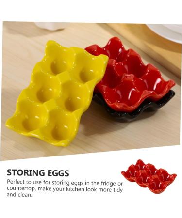 Angoily 1pc Egg Tray Egg Keeper Storage Reusable Egg Cartons Cup Holder Tray Decorations Ceramics - Buy Online on GoSupps.com