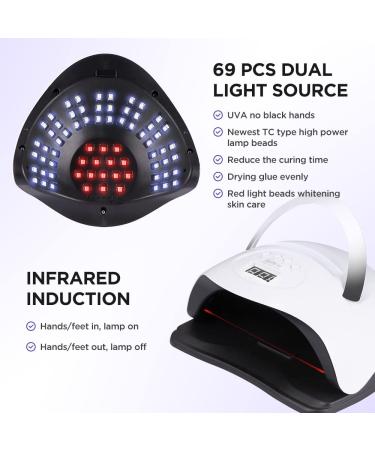 MeiHuier 160W UV LED Nail Lamp with Red Light Skincare - Professional Nail Polish Drying Machine with 4 Timer Settings and Automatic Beads Induction - Buy Online on GoSupps.com