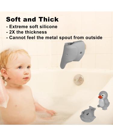 Bath Spout Cover  Faucet Cover Baby Tub Spout Cover Bathtub Faucet Cover for Kids -Tub Faucet Protector for Baby - Silicone Spout Cover Gray Elephant - Kids Bathroom Accessories - Free Bathtub Toys - Buy Online on GoSupps.com