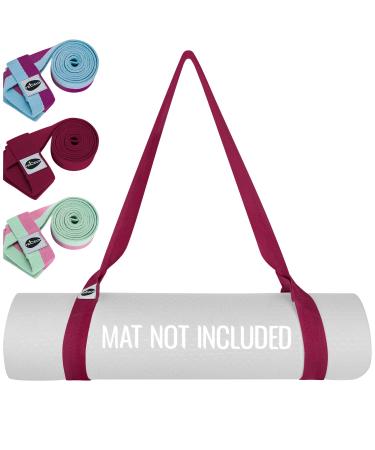 TECEUM New 2023 Yoga Mat Strap  6+ Colors  Adjustable Mat Holder Sling for All Mats Mat Not Included Deep Raspberry 64 IN