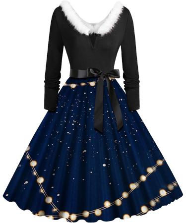 Hanxiulin Women's Christmas Skirt & Hooded Sweater Dress - Dark Blue XXL - Perfect for Autumn & Winter Celebrations - Buy Online on GoSupps.com