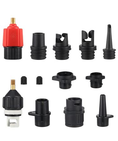 Treela Inflatable Sup Pump Adaptor Air Pump Adapter for Inflatables Car Air Compressor Sup Valve Adapter with 9 Air Valve Nozzles for Paddle Board Inflatable Boat Air Dinghy Kayak Black, Red, Gold