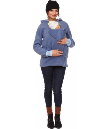 HAPPY MAMA Maternity Fleece Hoodie Duo Top Carrier Baby Holder 8-10 Blue - Buy Online on GoSupps.com