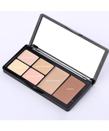 6-In-1 Color Correcting Concealer Contour Palette for Dark Circles & Blemishes with 2 Brushes - Buy Online on GoSupps.com