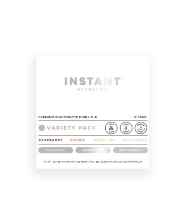 Instant Hydration Electrolytes Powder Packets - Variety Pack - Zero Sugar - Keto, Vegan, Gluten-Free, Non-GMO - Boost Recovery, Brain Function, Muscle & Tissue Health - 12 Sticks