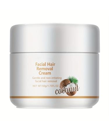 Facial Depilatory Cream Coconut Hair Remover for Upper Lip and Chin for Women Face Hair Remover for Body Sensitive Skin 1.75fl.oz Hair Removal Cream Gentle and Non-Irritating