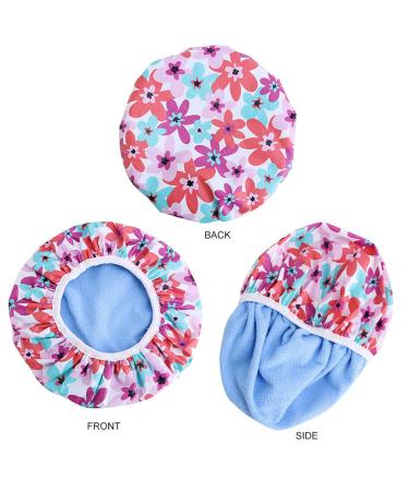 4 Pcs Terry Lined Shower Caps for Women - Reusable, Waterproof & Soft Hair Care Shower Caps (Set1) - Buy Online on GoSupps.com
