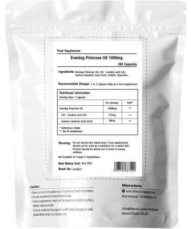 UKHealthHouse Evening Primrose Oil Capsules 1000mg x 360 Softgels - High Strength Omega-6 GLA for Skin, Immune System & Women's Health - 360 Count - Buy Online on GoSupps.com