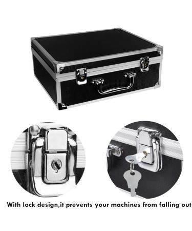 Yuelong Black Tattoo Case - Aluminum Makeup Carry Box with Sponge | Double Lock Key Storage Case for Tattoo & Makeup - 12.6x9.5x5.1 Inch - Buy Online on GoSupps.com