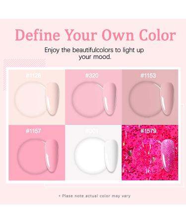 LKE Gel Nail Polish Kit with 72W UV Nail Lamp | 6 Nude Pink White Colors | Gel Top & Base Coat | DIY Manicure Set for Women - M02-Pink Nude - Buy Online on GoSupps.com