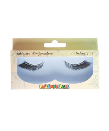 Eulenspiegel 000908 - Eyelashes black with rhinestone band 1 ml special eyelash glue instructions