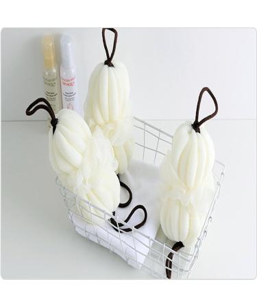 2024 New Bath Loofah | Exfoliating Mesh Sponge | Body Scrubber for Men & Women | Retractable Bath Accessories - Beige & White - Buy Online on GoSupps.com