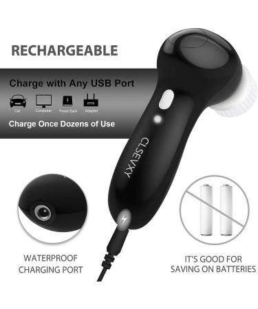 Electric Facial Cleansing Brush - USB Rechargeable, Waterproof, 7 Brush Heads - for Women & Men - Cleansing, Exfoliating, Massaging (Black) - Buy Online on GoSupps.com