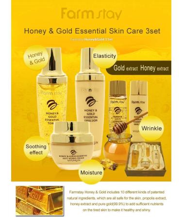 Farm Stay Honey & Gold Essential Skin Care Gift Set | 3-Piece Luxury Collection for Glowing Skin - International Shipping Available - Buy Online on GoSupps.com