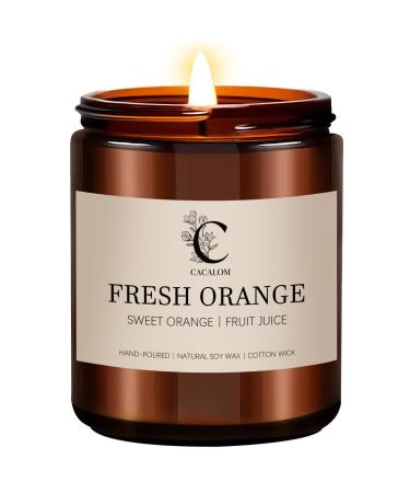 Fresh Orange Scented Candles Long Lasting Burn Candle for Home Scented Hand Poured Soy Wax Candles for Women and Men 7oz