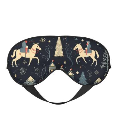 BREAUX House Deer Tree Christmas Print Double Sided Eye Mask Blackout Eye Mask All Night Sleep Eye Mask for Women Men