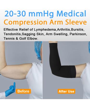 Normers 20-30 mmHg Compression Arm Sleeve for Men & Women - Full Arm Support with Silicone Band - Graduated Compression Brace for Arthritis, Swelling, Bursitis, DVT - Black, Small - Buy Online on GoSupps.com