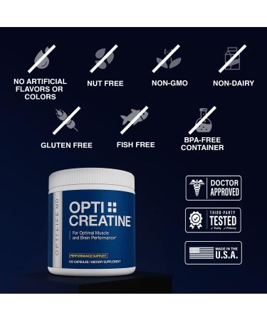 Opti + Creatine Monohydrate Capsules | Support Muscle Recovery Energy and Healthy Stamina* | Daily Creatine Supplement | 180 Capsules/60 Servings - Buy Online on GoSupps.com